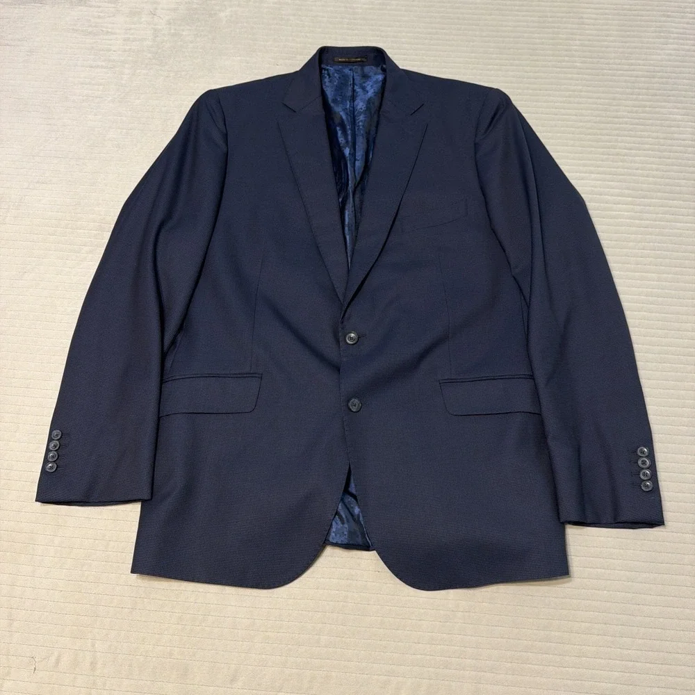 J. Hilburn Navy Blazer-Vitale Barberis Canonico wool-46R-Custom Lining
